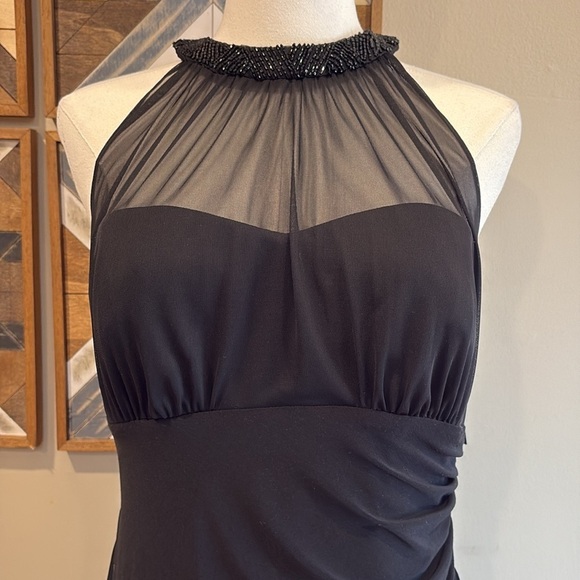 Ralph Lauren Black Label Mesh Beaded Cocktail Dress Black 4 - Picture 2 of 14